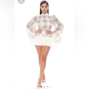 Fashion Nova Plaid Hard To Get Blouse- NWT